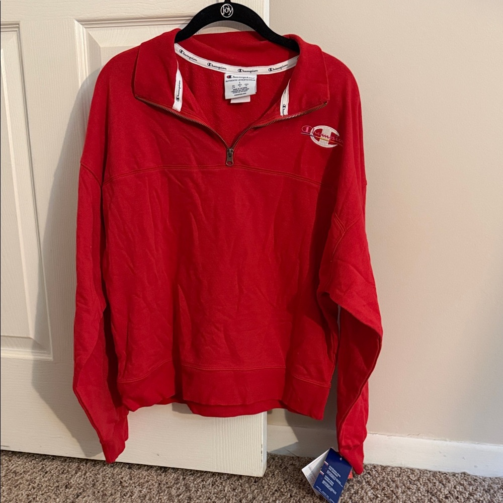 Champion Red Half-Zip Sweatshirt